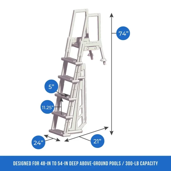 Blue Wave White Heavy Duty In-Pool Ladder for Above Ground Swimming Pools