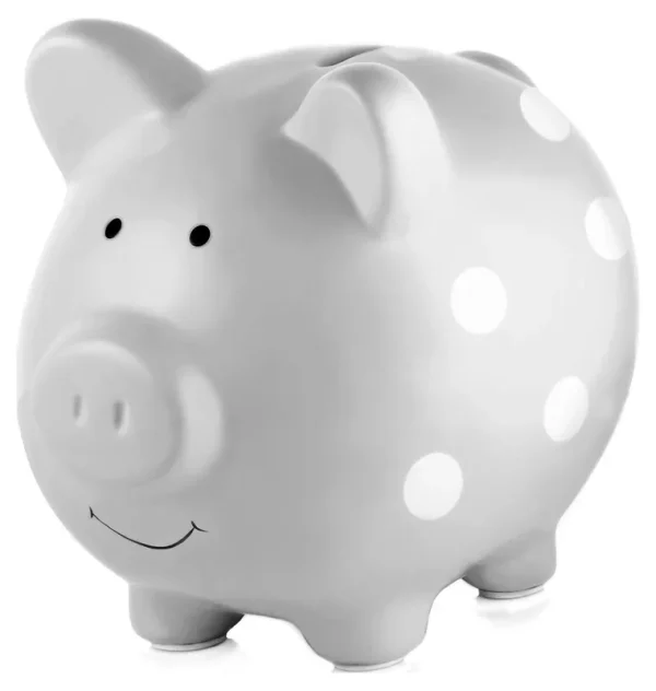Pearhead Ceramic Piggy Bank (Polka Dot Gray)