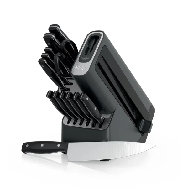 Ninja Neverdull 14 - Piece Stainless Steel Essential Knife System with Built - in Sharpener, K12014 Black/Gray