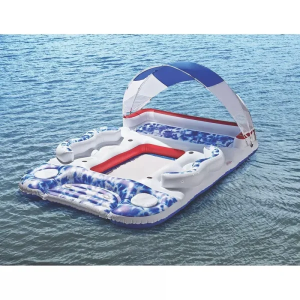 Member's Mark Floating Island with Canopy Patriotic Tie Dye