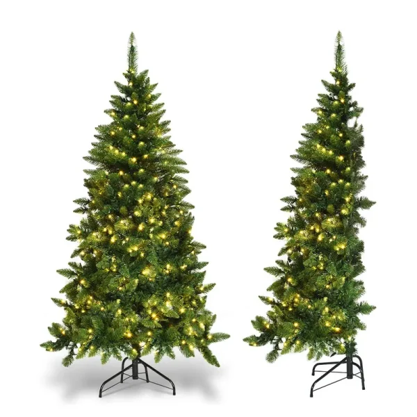 Costway 5ft Pre-Lit PVC Artificial Half Christmas Tree 250 LED Lights