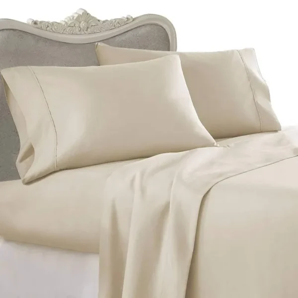 Egyptian Cotton Fact Italian 800 Thread Count Egyptian Cotton Sheet Set Deep Pocket, King, Beige Solid, Premium Italian Finish