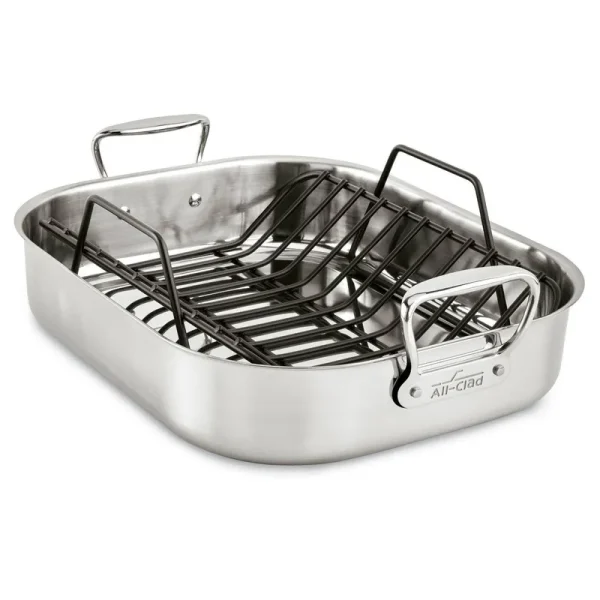 All-Clad Stainless Steel Roaster with Rack | Large - 16" x 13"