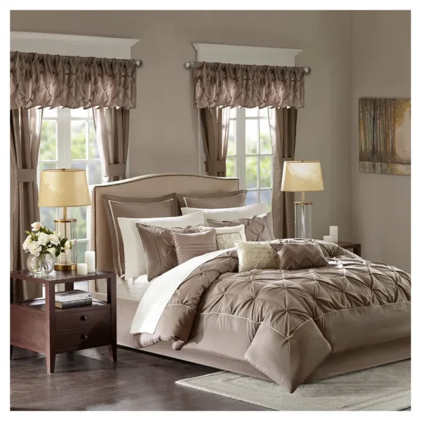 Madison Park Essentials Joella 24-Piece Room in A Bag, Taupe -Cal King