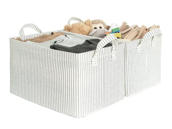 StorageWorks Storage Bins for Shelves with Metal Frame, Fabric Storage Bins, Large, Mixing of Nature & Gray, 2-Pack