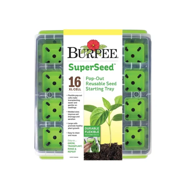 Burpee Superseed Seed Starting Tray | 16 XL Cell | Reusable & Dishwasher Safe |
