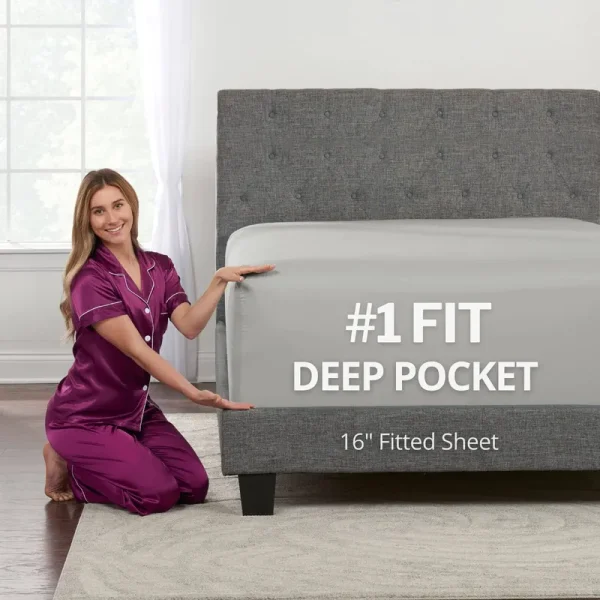 Dealuxe Queen Fitted Sheet Only - Real 16A inch Deep Pocket Queen Fitted Sheet - Best Fit for 14A - 18A Deep Pocket Mattresses - Soft ea