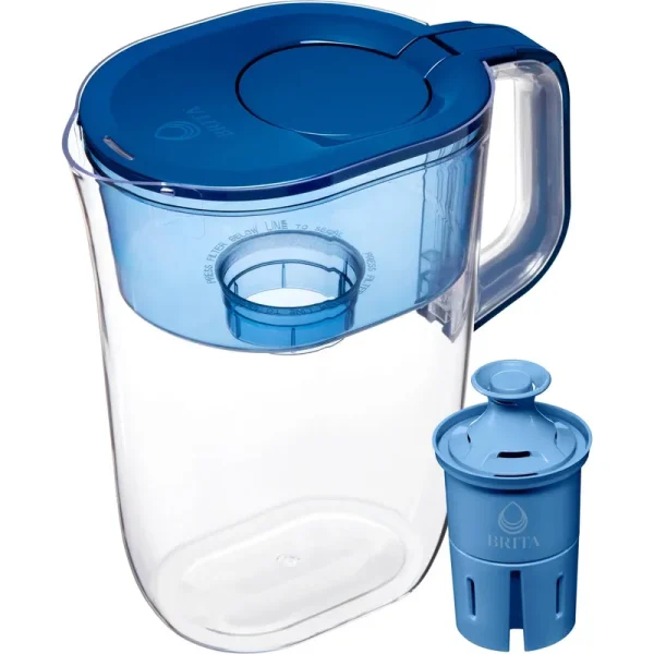 Brita Tahoe 10-Cup Large Water Filter Pitcher in Blue with 1 Elite Filter