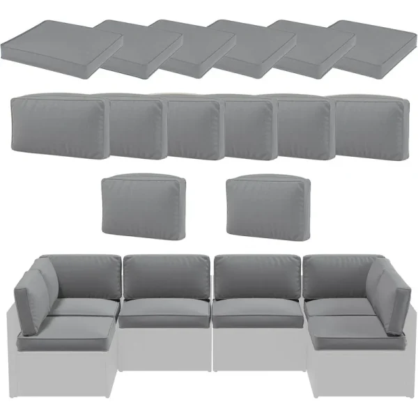 AECOJOY Outdoor Cushions for Patio Furniture 14PCS Outdoor Cushion Covers Replacement Washable with Zipper
