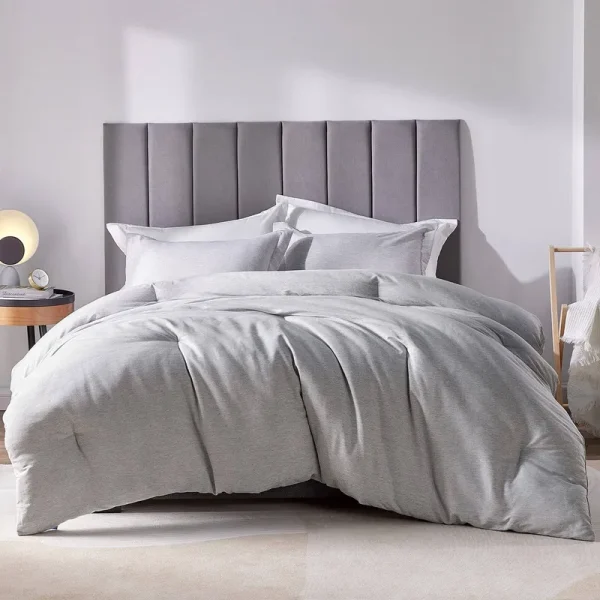 CozyLux Queen Size Comforter Set - 3 Pieces Grey Soft Luxury Cationic Dyeing Bedding Comforter for All Season, Gray Breathable Lightweight Fluffy