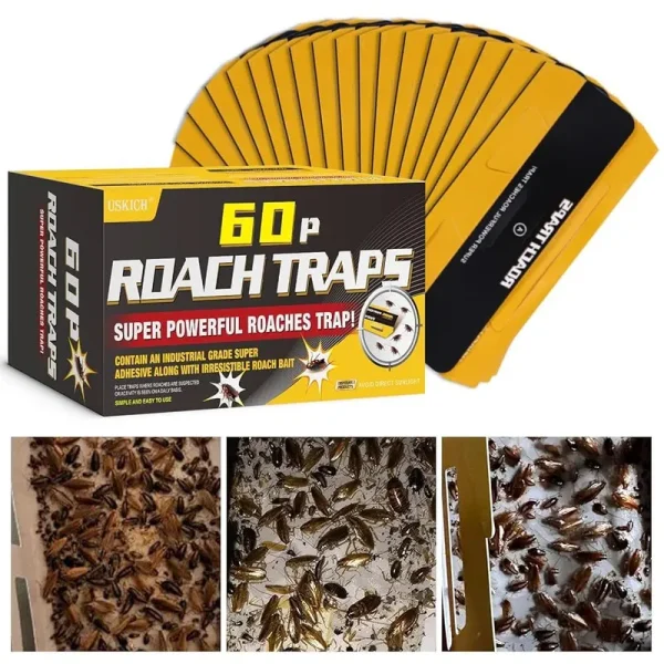 USKICH Roach Killer Indoor Infestation,Roach Traps,Cockroach Killer Indoor Home,Sticky Glue Roach Traps,Roach Motel,Child & Pet Friendl