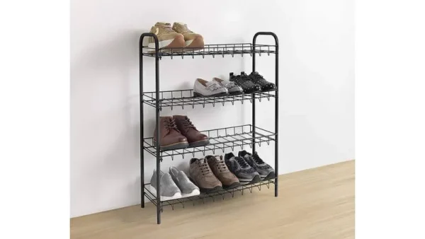 Real Living - Black 4-Tier Wire Shoe Rack