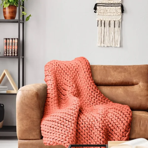 Donna Sharp Chunky Knit Throw - Coral