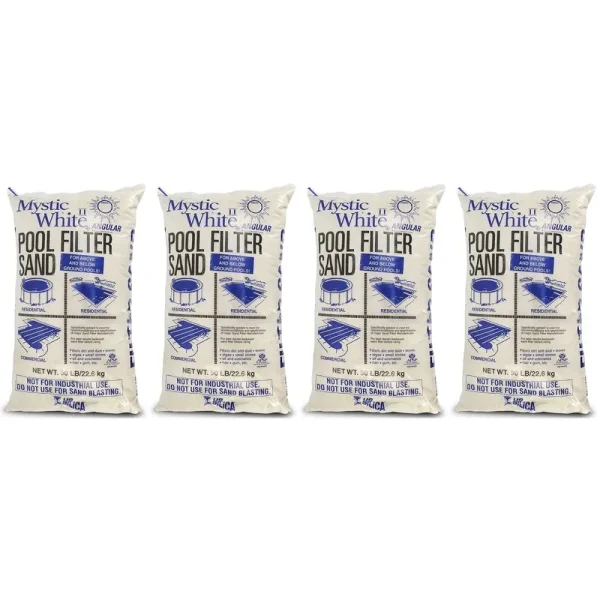 U.S. Silica 50lbs Mystic White II Swimming Pool Filter Sand, White (4 Pack)