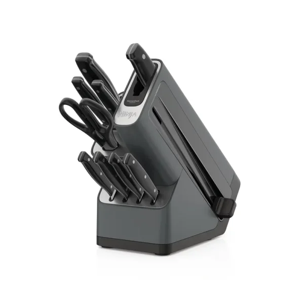 Ninja Foodi Neverdull 10 - Piece Stainless Steel Essential Knife System with Sharpener, K12010 Black/Gray