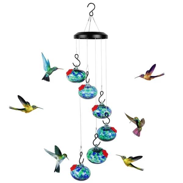 Headak Life Charming Wind Chimes Hummingbird Feeders for Outdoors Hanging Ant and Bee Proof,Never Leak,Perfect Garden Decor for Outside