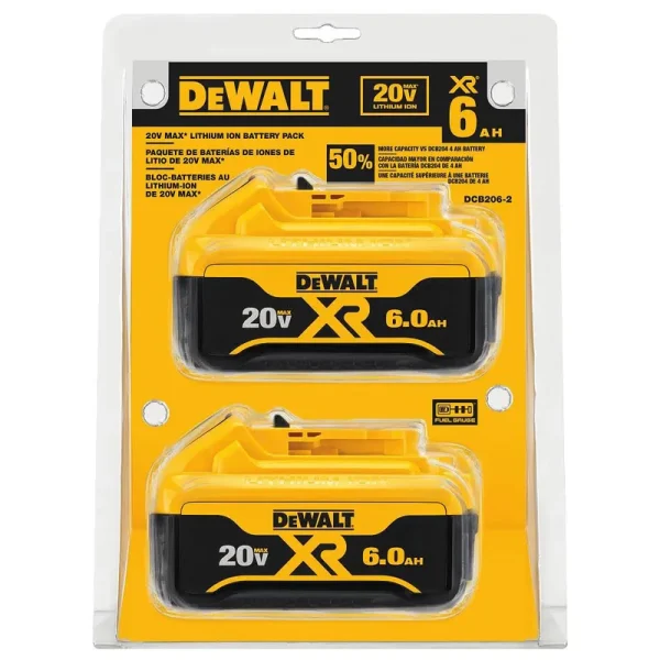 DeWalt Dcb206-2 20V Max XR 6.0Ah Lithium Ion Battery 2-Pack