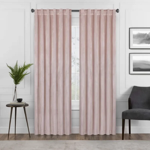 Eclipse Harper Velvet Absolute Zero Blackout Window Panel - 84 Inches - Blush