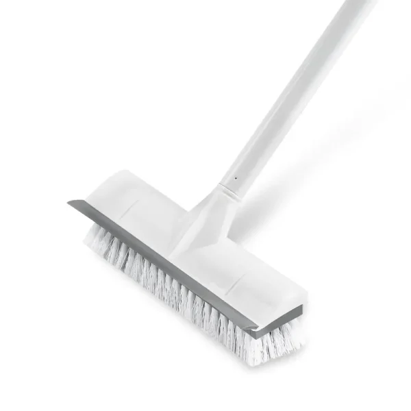 boomjoy Floor Scrub Brush with Long Handle -50" Stiff Brush 2 in 1 Scrape and Brush Tub and Tile Brush for Cleaning Bathroom Patio Kitchen Wall