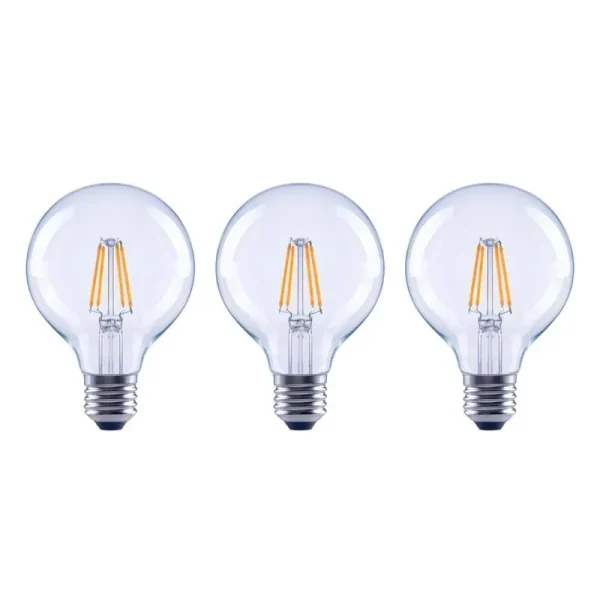Ecosmart 60-Watt Equivalent G25 Dimmable Energy Star Clear Filament Vintage Style LED Light Bulb Daylight (3-Pack)