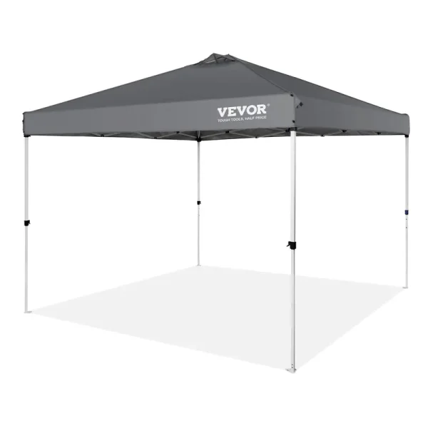VEVOR 10 x 10 ft. Pop Up Canopy Tent with Storage Bag 250D PU Silver Coated Tarp Waterproof & Sun Shelter Dark Gray