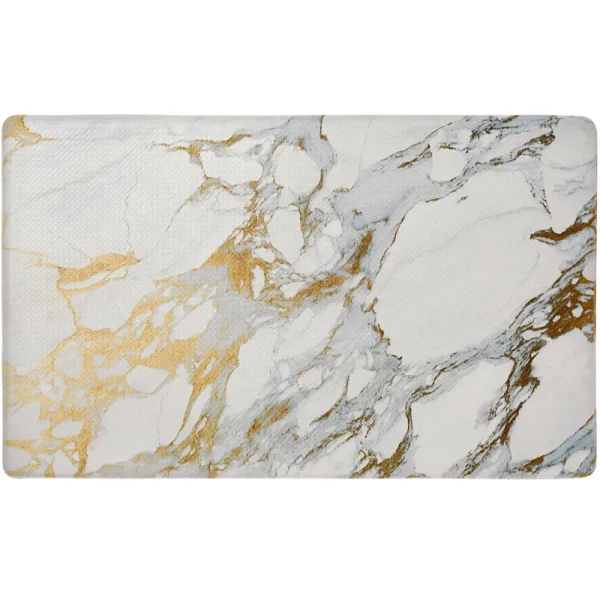 Sohome Cozy Living Modern Marble Anti-Fatigue Kitchen Mat, Gold/White, 17.5"x30"