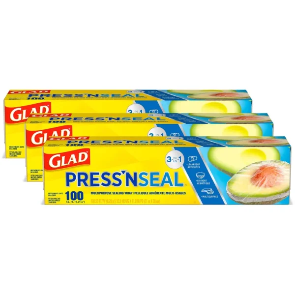 Glad Press'n Seal Plastic Food Wrap - 100 Square Foot Roll ( 3 Count )