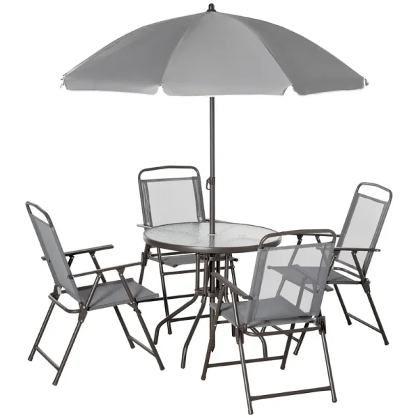 Outsunny 6 Piece Patio Dining Set for 4 with Umbrella