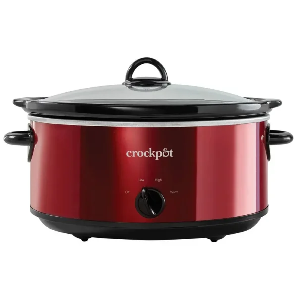 Crockpot 2193798 7-Quart Manual Slow Cooker, Red Stainless Steel