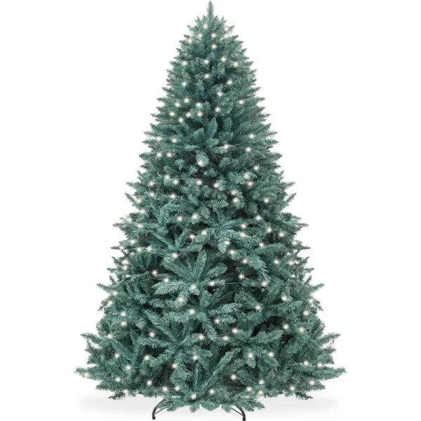 Best Choice Products 6ft Pre-Lit Blue Spruce Christmas Tree w/ Foldable Base, 250 Lights, 900 Tips
