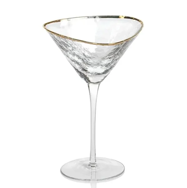 Zodax Aperitivo Triangular Martini Glass with Gold Rim