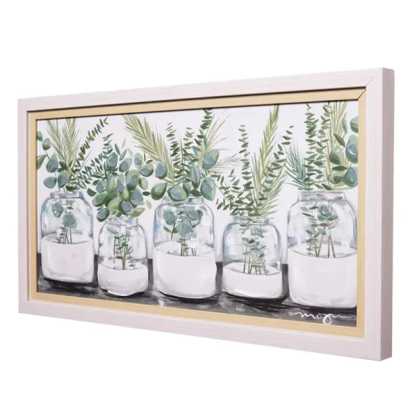 Crystal Art Gallery Double Framed Botanical Natural Wood Color Home Wall Art 12" x 22"