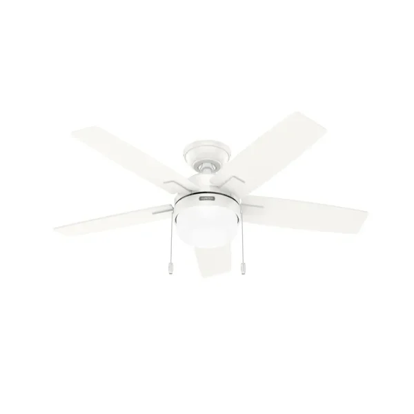 Hunter 52488 44 in. Anisten Fresh White Ceiling Fan with LED Light Kit & Pull Chain