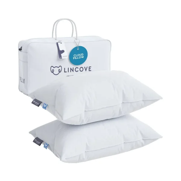 Lincove Cloud Canadian Down Luxury Sleeping Pillow - 625 Fill Power, 500 Thread Count Cotton Sateen Shell, Standard - Soft, 2 Pack
