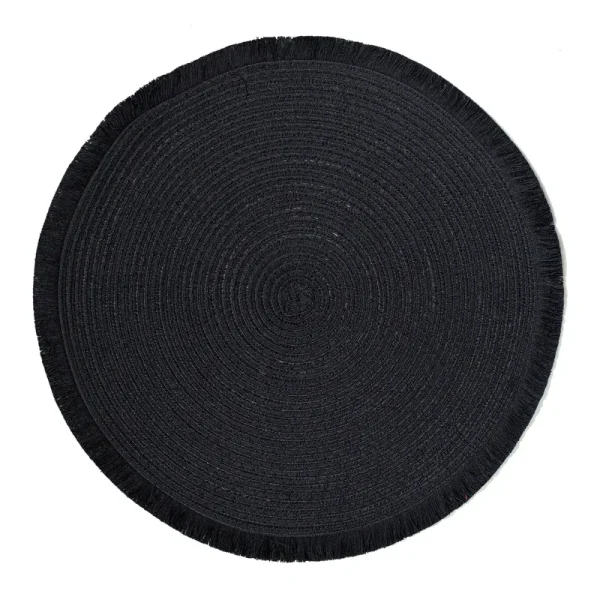Mainstays Logan Fringe PP Round Placemat Rich Black 15 RD