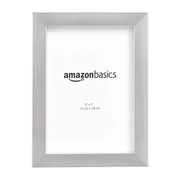 Basics Photo Picture Frame - 5 inch x 7 inch, Nickel - Pack of 2