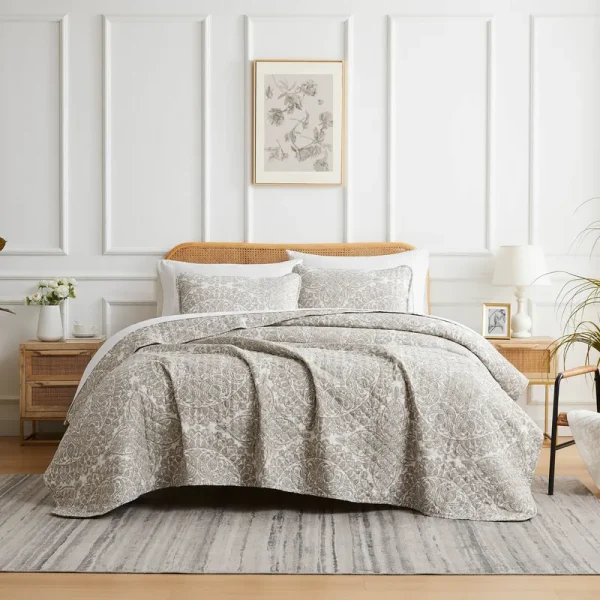 Ashanti Oversized Quilt Set - Bone - King - Cal King - 3 Piece