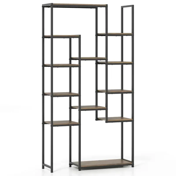 Tangkula 71” Tall Bookshelf 12 Storage Shelves Heavy-Duty Metal Frame Modern Freestanding Plant Display Rack
