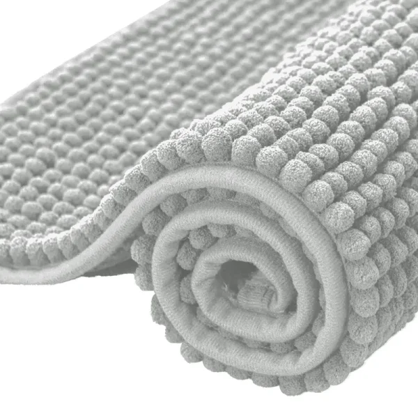 Subrtex Bathroom Rugs Chenille Bath Rug Soft Short Plush Bath Mat Soft Shower Mat Water Absorbent Shower Mat Quick Dry Machine Washable(Light Gray