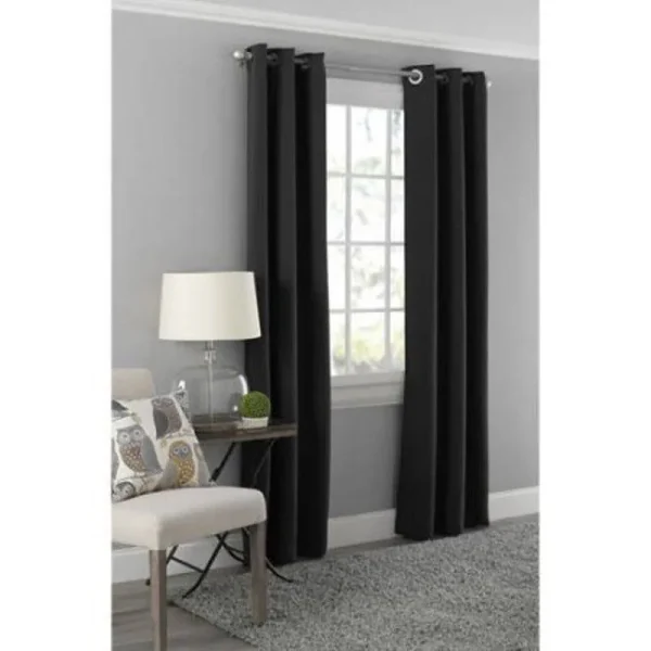 Mainstays Blackout Energy Efficient Grommet Single Curtain Panel, 40 inchx63 inch, Black