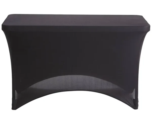 Iceberg ICE16521 Stretch Fabric Table Cloth Cover, 6' Length x 30" Width, Black