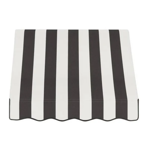 Awntech 3.375 ft Dallas Retro Fixed Awning Acrylic Fabric, Black/White Stripe