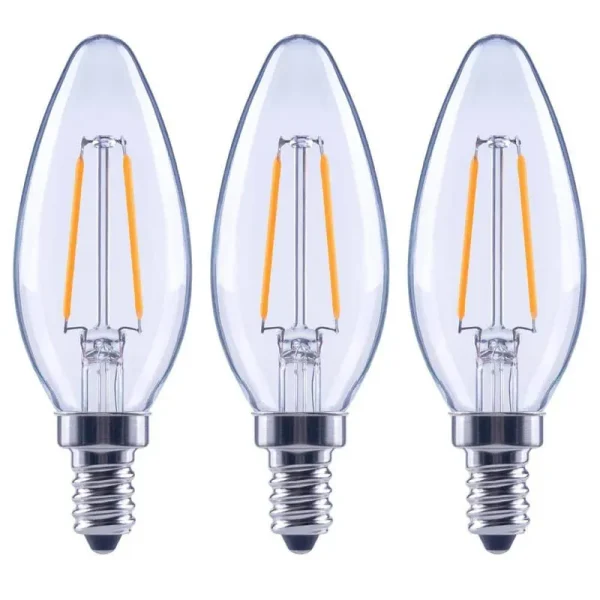 Ecosmart 25-Watt Equivalent B11 Dimmable Blunt Tip Clear Glass Candelabra LED Vintage Edison Light Bulb Bright White (3-pack)