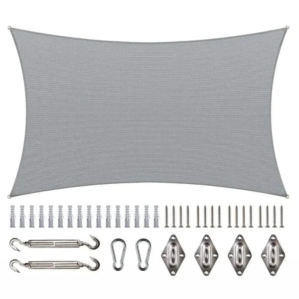 ColourTree 190 GSM Rectangle Sun Shade Sail with Rectangle Kit