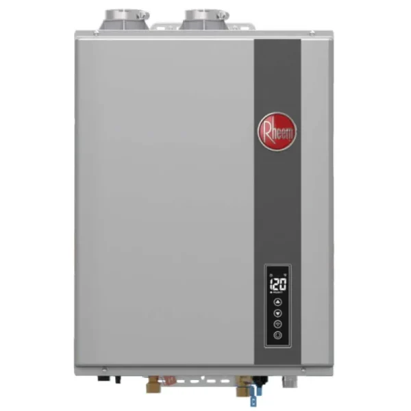 Rheem RTGH-84DVLN-3 Super High Efficiency Condensing Indoor Tankless Natural Gas Water Heater, 8.4 GPM - Grey