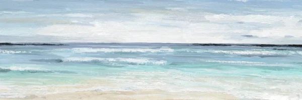 Marmont Hill Beach on Canvas Wall Art, Size: 10 inch x 30 inch, Blue