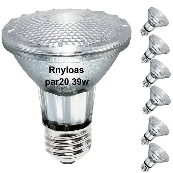 H&Z PAR20 Flood 39W 120V 480 Lumens, High Output 6 Pack 39W PAR20 Halogen Bulb (equivalent PAR20 50W Halogen Bulb), Long Last
