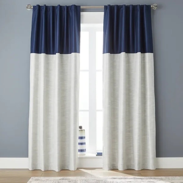 Better Homes & Gardens Colorblock Solid Polyester Pole Top Blackout Single Curtain Panel - Blue - 50 x 84 in