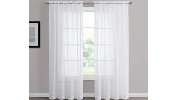 Real Living Sheer Rod Pocket Curtain Panel - White - 84 in