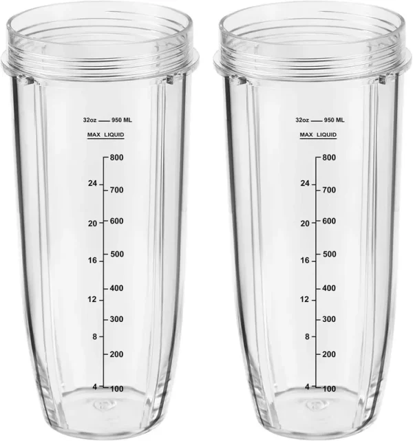 Meet Juice Replacement Part for Nutri Ninja Blender 2-Pack 32oz Replacement Cups Compatible with Nutri Ninja Auto-iQ Series Blenders